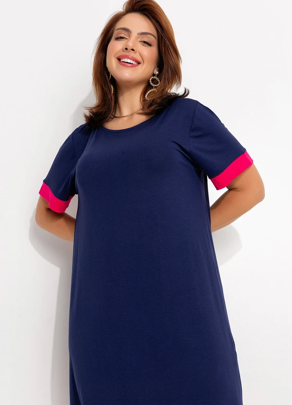 Quintess - Vestido Azul Marinho em Malha de Viscose 13