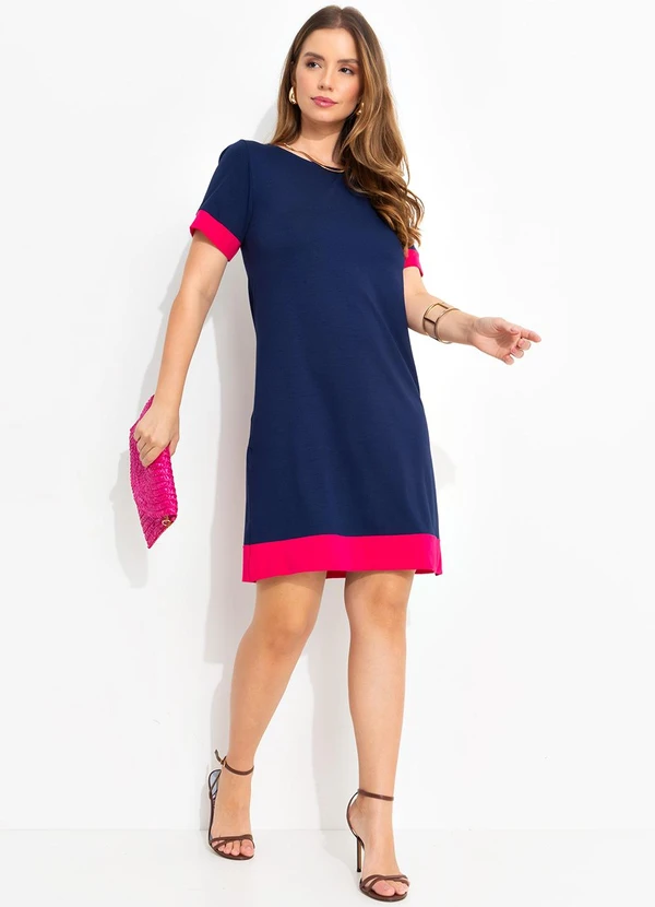 Quintess - Vestido Azul Marinho em Malha de Viscose 3