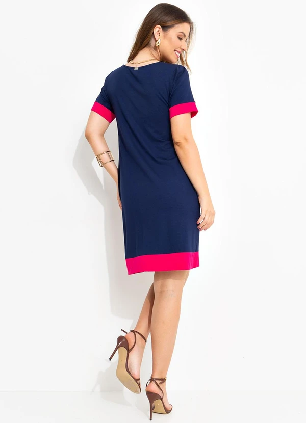 Quintess - Vestido Azul Marinho em Malha de Viscose 4