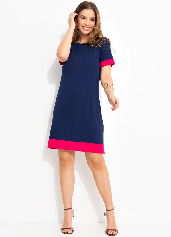 Quintess - Vestido Azul Marinho em Malha de Viscose 7