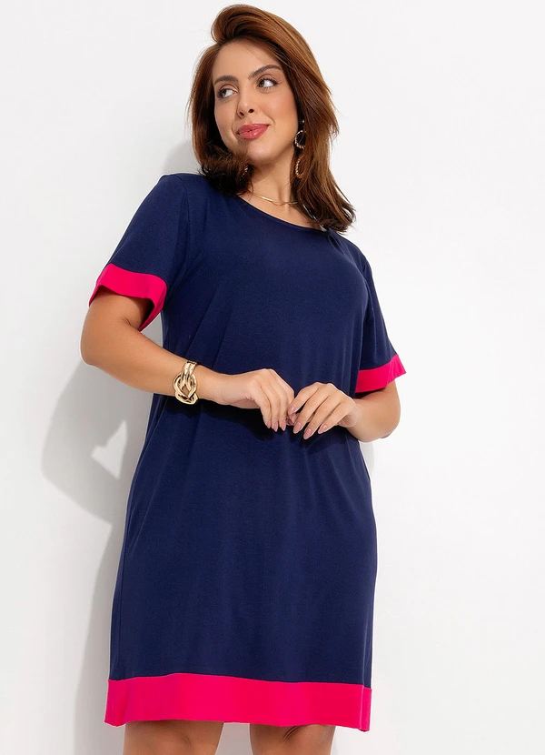 Quintess - Vestido Azul Marinho em Malha de Viscose 8