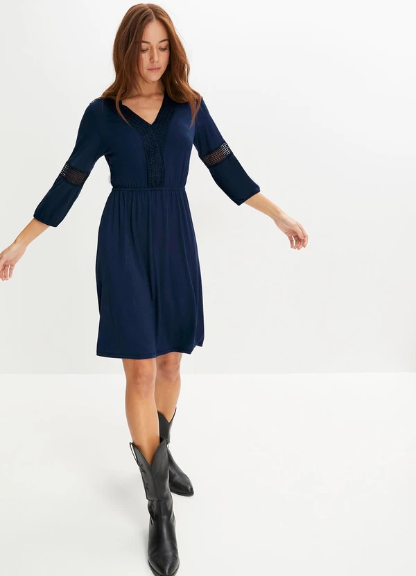 bonprix - Vestido Azul Marinho em Malha de Viscose 3