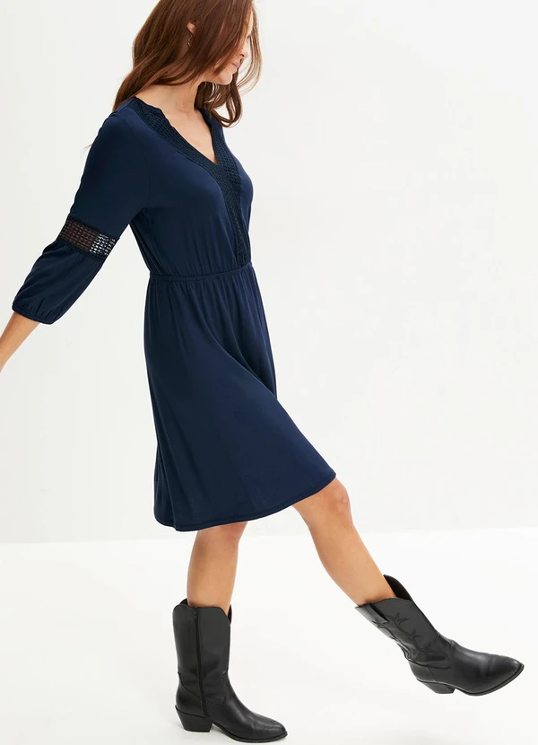 bonprix - Vestido Azul Marinho em Malha de Viscose 5