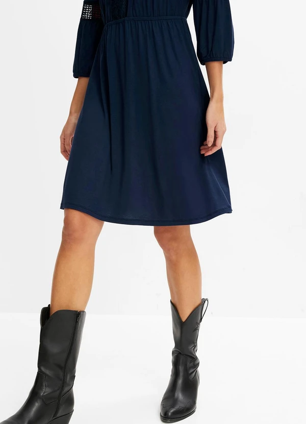 bonprix - Vestido Azul Marinho em Malha de Viscose 7