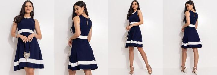 Vestido Azul Marinho em Malha de Viscose