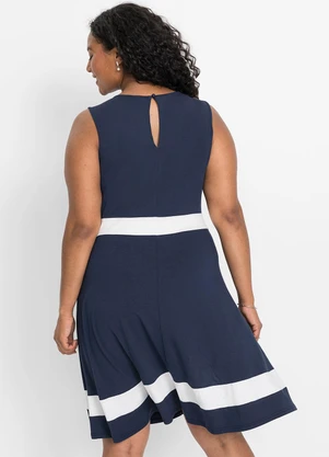 Quintess - Vestido Azul Marinho em Malha de Viscose - QUINTESS