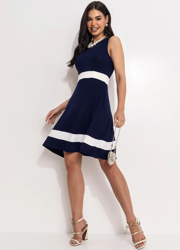 Quintess - Vestido Azul Marinho em Malha de Viscose 6
