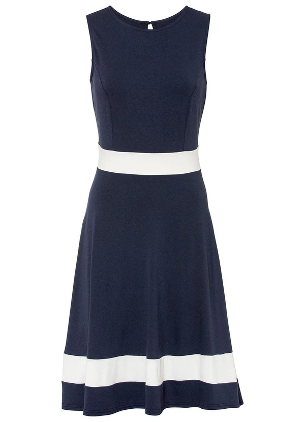 Quintess - Vestido Azul Marinho em Malha de Viscose