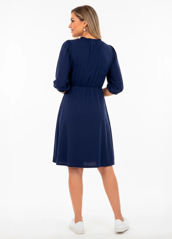 Quintess - Vestido Azul Marinho em Malha de Viscose 2