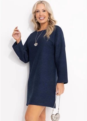 Bimini - Vestido Azul Marinho em Malha Jacquard - BIMINI
