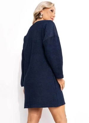 Bimini - Vestido Azul Marinho em Malha Jacquard - BIMINI