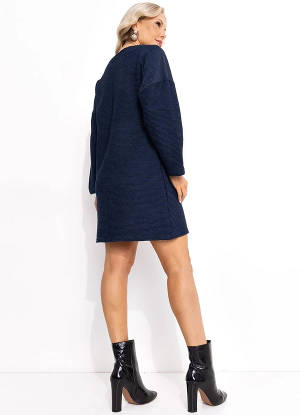 Bimini - Vestido Azul Marinho em Malha Jacquard 4