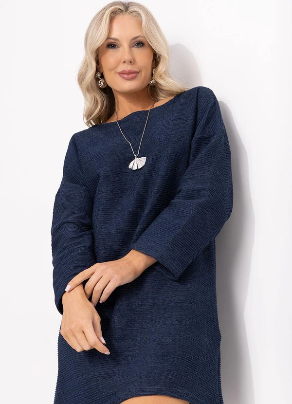 Bimini - Vestido Azul Marinho em Malha Jacquard 6