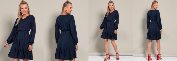 Vestido Azul Marinho em Malha