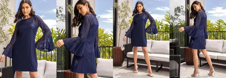 Vestido Azul Marinho em Renda