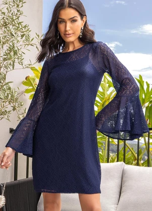 Vestido Azul Marinho em Renda Quintess