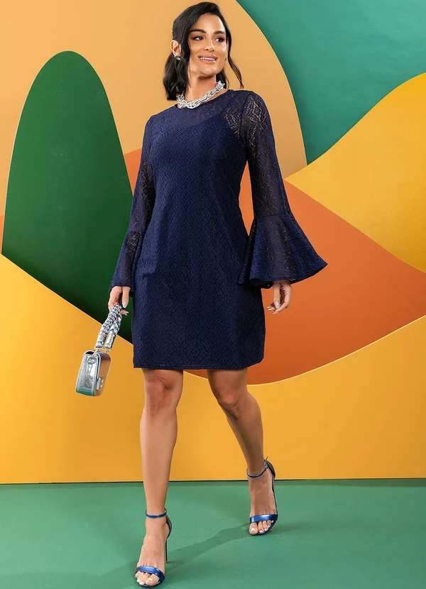 Quintess - Vestido Azul Marinho em Renda 5