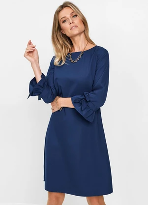 bonprix - Vestido Azul Marinho em Viscose Plana Rajada - BONPRIX