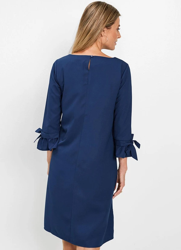 bonprix - Vestido Azul Marinho em Viscose Plana Rajada 2