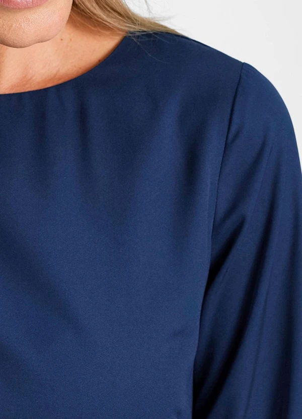 bonprix - Vestido Azul Marinho em Viscose Plana Rajada 5