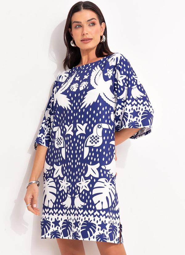 Vestido (Barrado Azul) em Malha Fria