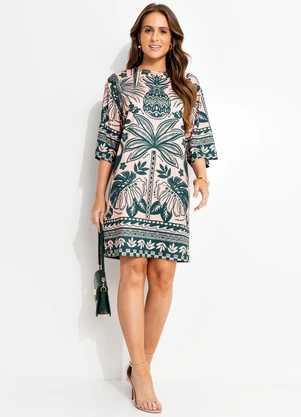 Quintess - Vestido Barrado Coqueiros em Malha Fria - QUINTESS