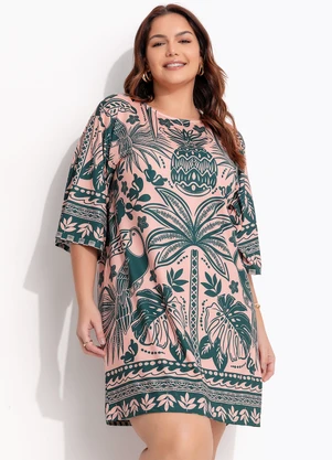 Quintess - Vestido Barrado Coqueiros em Malha Fria - QUINTESS