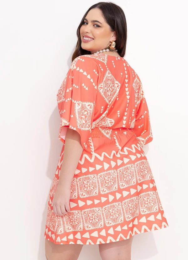 Quintess - Vestido Barrado Coral em Malha Fria 13