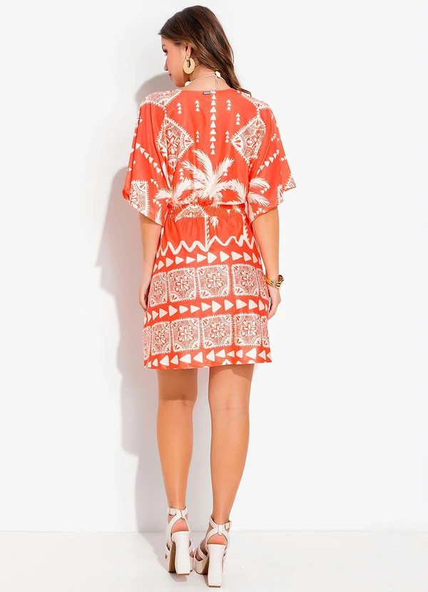 Quintess - Vestido Barrado Coral em Malha Fria 4