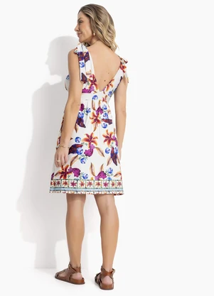 Quintess - Vestido Barrado Floral em Malha Fria - QUINTESS
