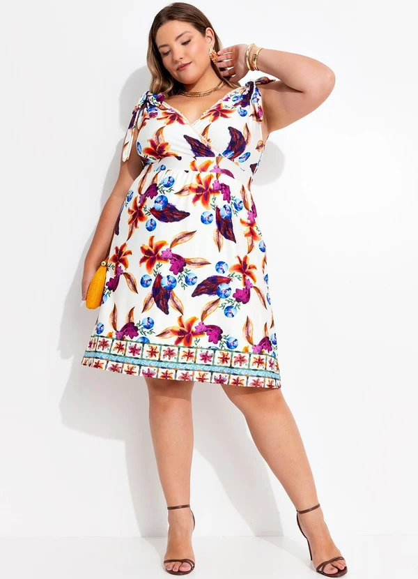 Quintess - Vestido Barrado Floral em Malha Fria 12