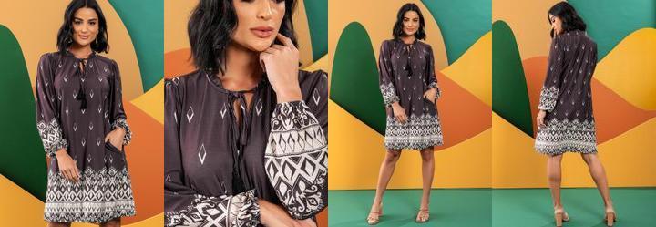 Vestido Barrado Folk em Malha Fria