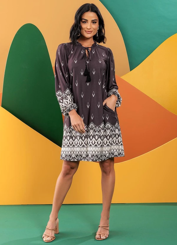 Quintess - Vestido Barrado Folk em Malha Fria 3