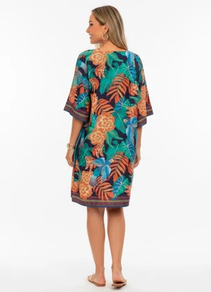 Quintess - Vestido Barrado Tropical em Malha Fria - QUINTESS