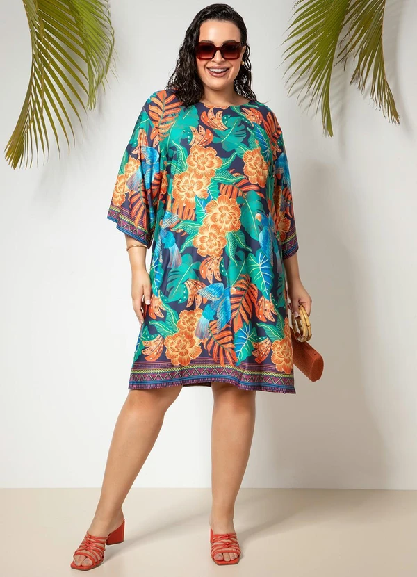 Quintess - Vestido Barrado Tropical em Malha Fria 12