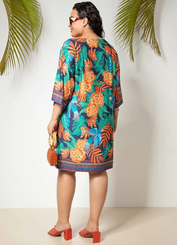 Quintess - Vestido Barrado Tropical em Malha Fria 13