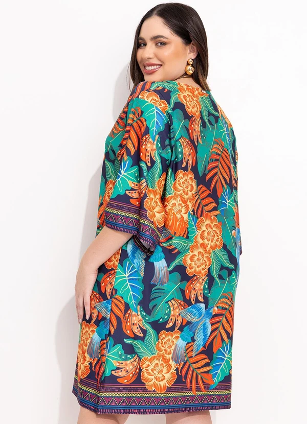 Quintess - Vestido Barrado Tropical em Malha Fria 15