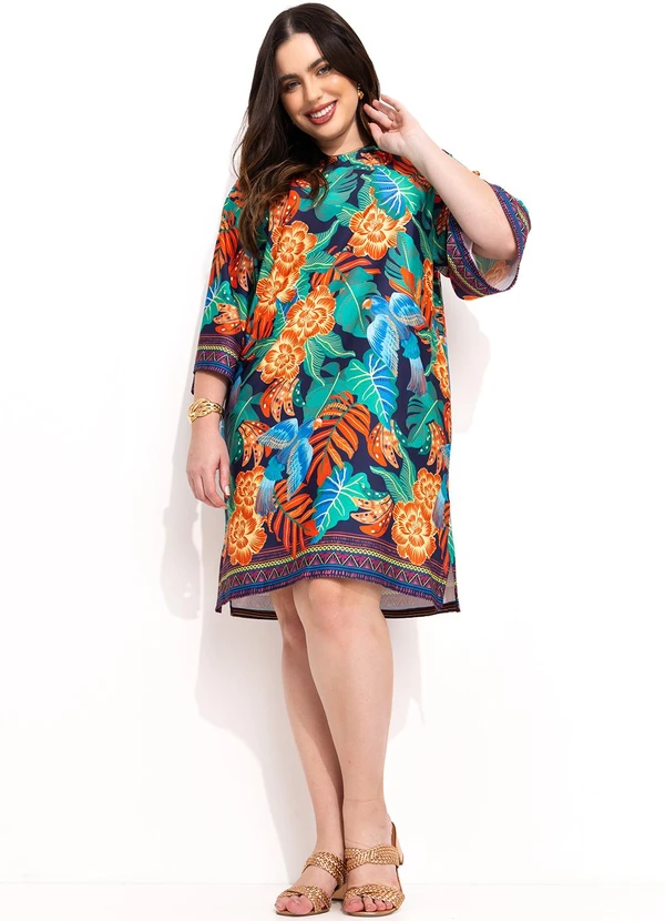 Quintess - Vestido Barrado Tropical em Malha Fria 17