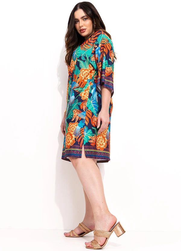 Quintess - Vestido Barrado Tropical em Malha Fria 18