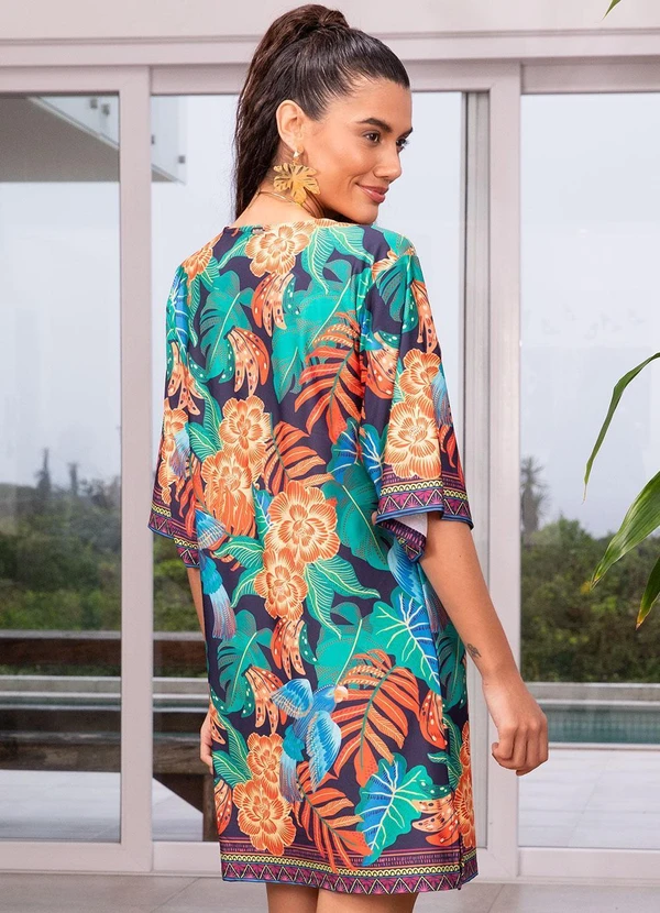 Quintess - Vestido Barrado Tropical em Malha Fria 6