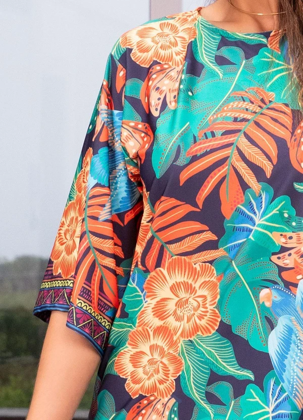 Quintess - Vestido Barrado Tropical em Malha Fria 9