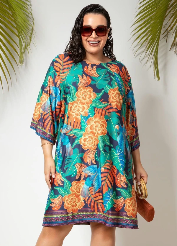 Quintess - Vestido Barrado Tropical em Malha Fria 10