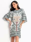 Vestido Barrado Tropical Verde em Malha Fria