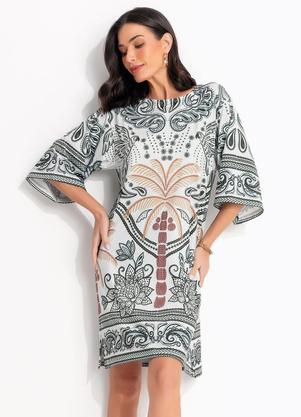 Vestido (Barrado Tropical Verde) em Malha Fria