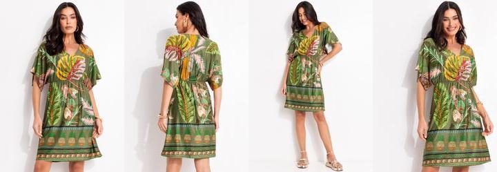 Vestido Barrado Verde em Malha Fria