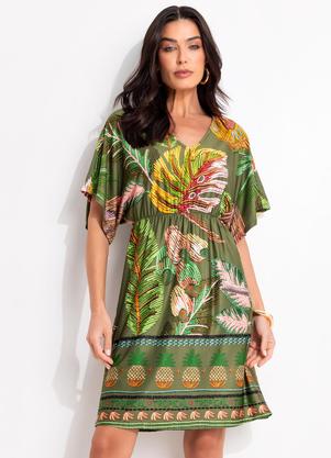 Vestido (Barrado Verde) em Malha Fria