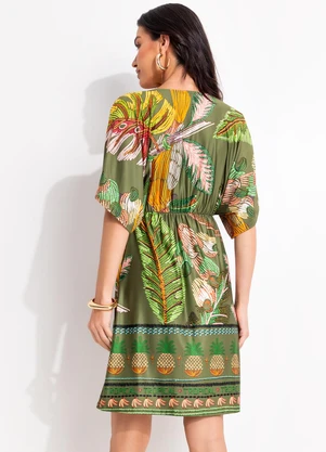 Quintess - Vestido Barrado Verde em Malha Fria - QUINTESS