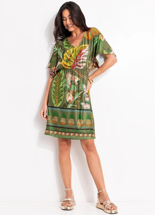 Quintess - Vestido Barrado Verde em Malha Fria 3