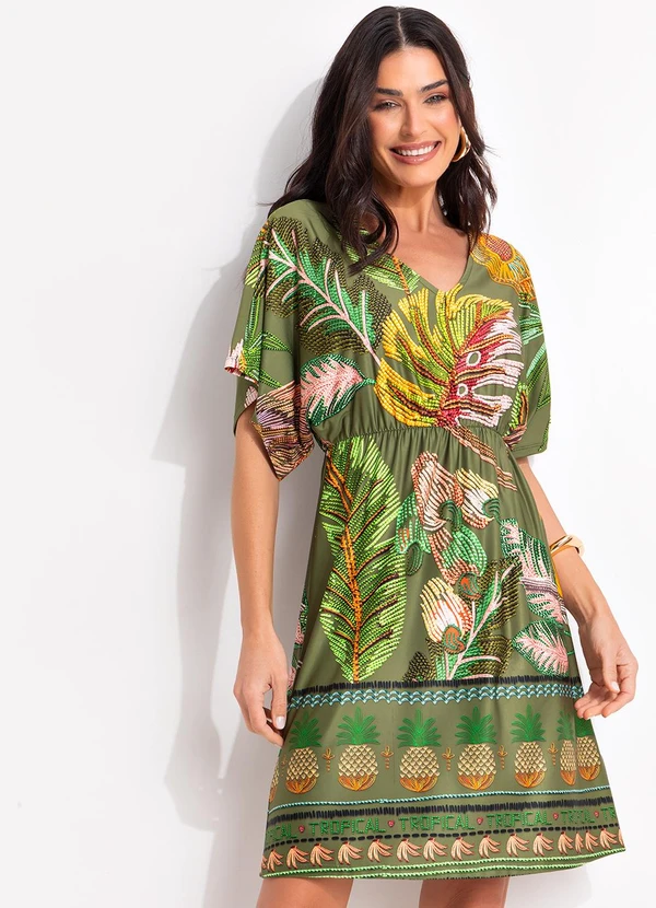 Quintess - Vestido Barrado Verde em Malha Fria 5