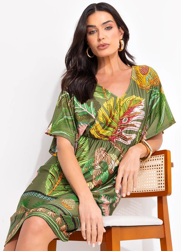 Quintess - Vestido Barrado Verde em Malha Fria 6